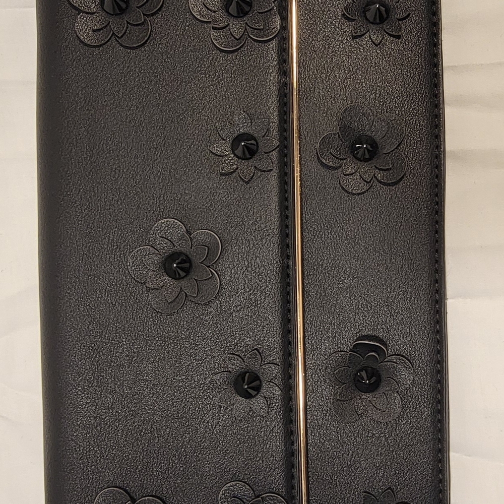 Urban Expressions Black Clutch with Blue Floral Lining !No Straps!